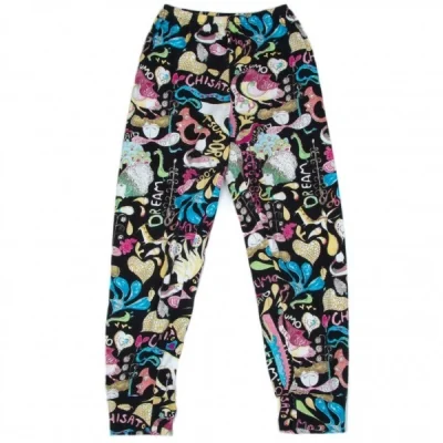 【SALE】ツモリチサトTSUMORI CHISATO ウエストゴムイラストデザインコットンパンツ 黒マルチ