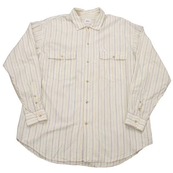(SALE) Papas Flap pocket stripe cotton cupra shirt Ivory L K-27955_001