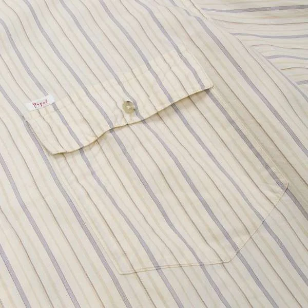 (SALE) Papas Flap pocket stripe cotton cupra shirt K-27955_004