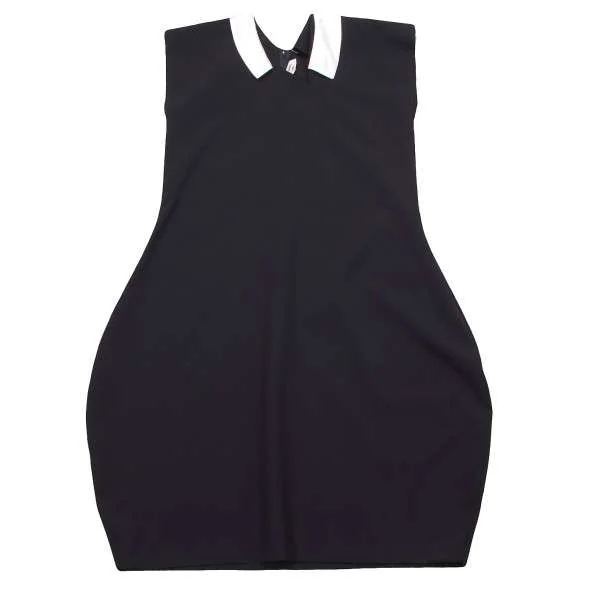 【SALE】コムデギャルソンCOMME des GARCONS ウール衿貼付け変形ワンピース 濃紺白