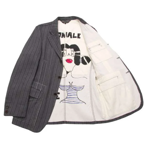 コムデギャルソン オムプリュスCOMME des GARCONS HOMME PLUS NATIONAE ADEE裏地プリントストライプジャケット