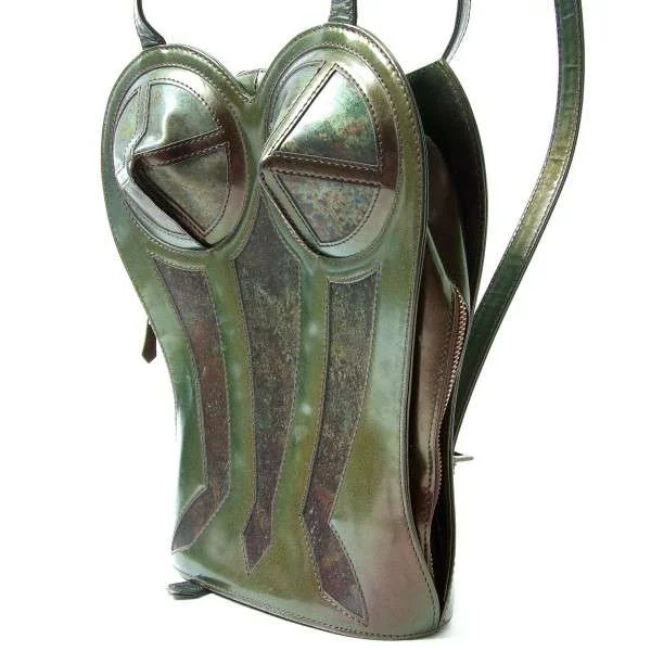 Jean Paul GAULTIER Iridescent Corset cyber Backpack(K-28250) khaki 