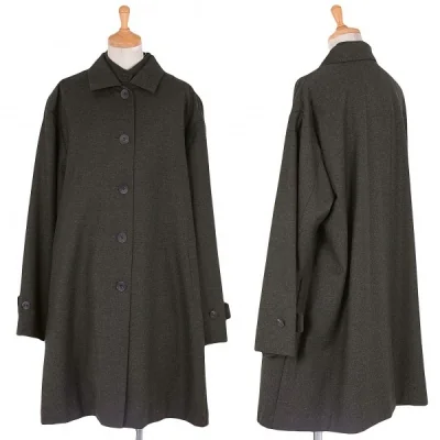 イッセイミヤケペルマネンテISSEY MIYAKE PERMANENTE ウールシャツドッキングデザインハーフコート 杢カーキ