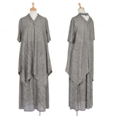 ヒロコビスHIROKO BIS レーヨンポリAラインセットアップスーツ グレーベージュ
