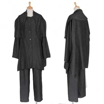 ヒロコビスHIROKO BIS ポリストールデザインセットアップ 黒