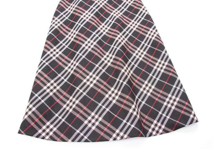 バーバリーブルーレーベル ノースリーブワンピース ノバチェック レザー プリーツ バーバリーブルーレーベルBURBERRY BLUE LABEL ウールノバ