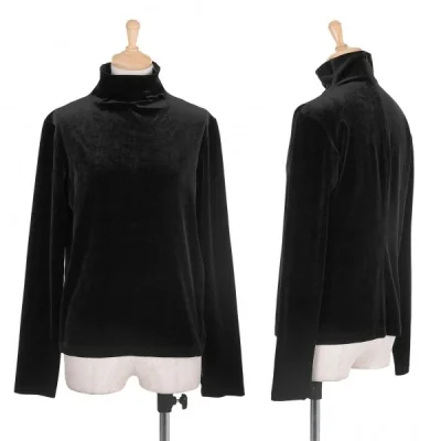 【SALE】レキップ ヨシエイナバL'EQUIPE yoshie inaba ハイネックストレッチベロアトップス 黒