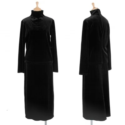 【SALE】レキップ ヨシエイナバL'EQUIPE yoshie inaba ハイネックストレッチベロアセットアップ 黒