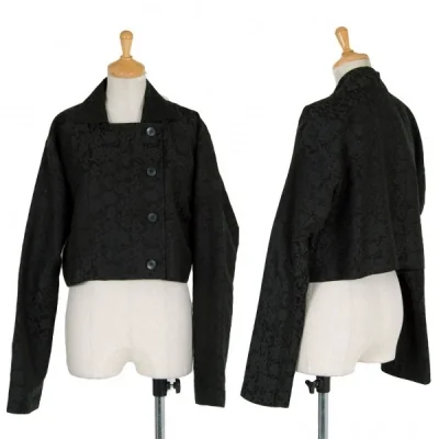 【SALE】イッセイミヤケISSEY MIYAKE ジャガードショートジャケット 黒グリーン
