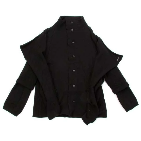 ワイズY's ピン留め重ね着デザインニットジャケット 黒2 (K-28522