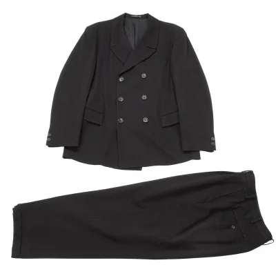 ヨウジヤマモト プールオムYohji Yamamoto POUR HOMME オールドギャバセミダブルセットアップスーツ 黒