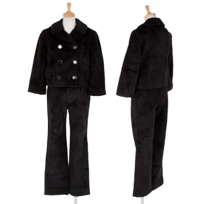 ディーアンドジーD&G ショート丈フェイクファージャケットセットアップスーツ 黒