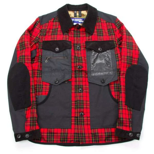 【SALE】新品！ジュンヤワタナベマン コムデギャルソンJUNYA WATANABE MAN COMME des GARCONSタータンチェック切替ウールコットンブルゾン