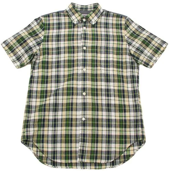 【SALE】新品！ジュンヤワタナベマン コムデギャルソンJUNYA WATANABE MAN COMME des GARCONS マドラスチェック半袖ボタンダウンシャツ 緑紺