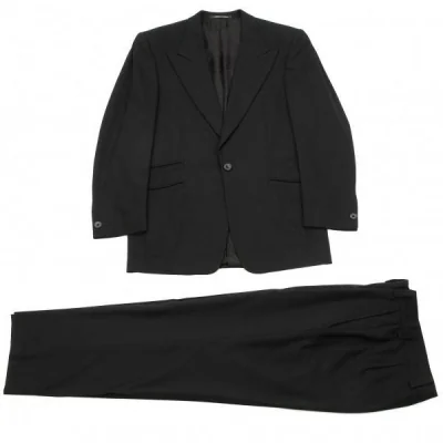 ジャンニヴェルサーチGIANNI VERSACE 1Bウールセットアップスーツ 黒