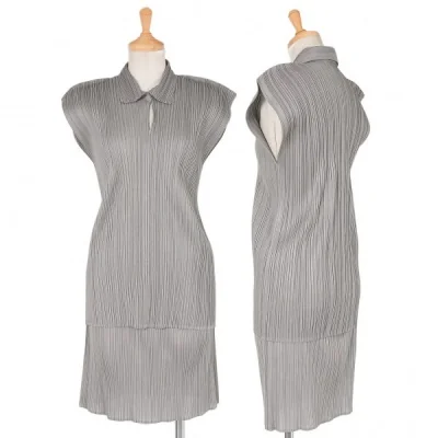 プリーツプリーズPLEATS PLEASE ノースリーブセットアップスーツ グレー