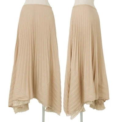 【SALE】イッセイミヤケ ホワイトレーベルISSEY MIYAKE WHITELABEL 花柄レースレイヤードポリエステルプリーツスカート