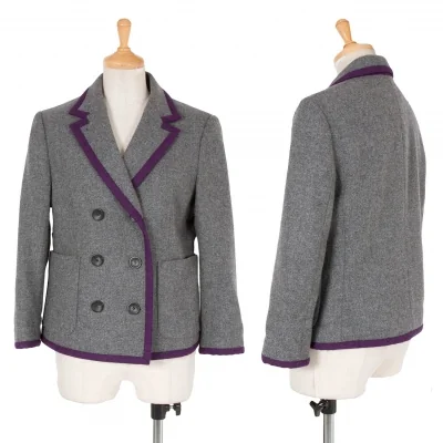 ポールスミスPaul Smith  配色パイピングダブルジャケット グレー紫