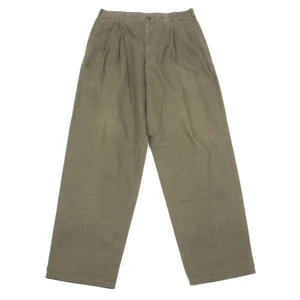 パパスPapas コットンバックジップポケットパンツ カーキM (K-29498)