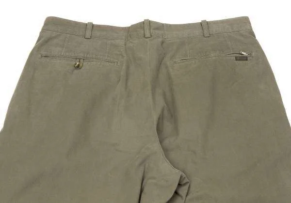 パパスPapas コットンバックジップポケットパンツ カーキM (K-29498)