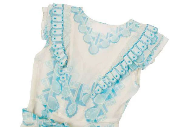 アナスイANNA SUI ラメ刺繍装飾シルクワンピース 生成青2 | DC