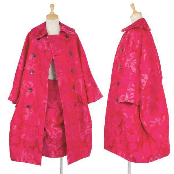 【SALE】コムデギャルソンCOMME des GARCONS ポリレーヨン花柄ジャガード七分袖ダブルセットアップ