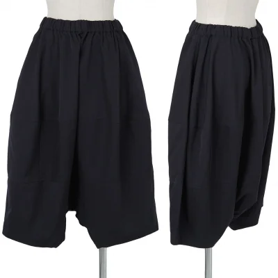 【SALE】コムコム コムデギャルソンCOMME des GARCONS 製品洗いウールギャバ切替サルエルパンツ ネイビー 紺