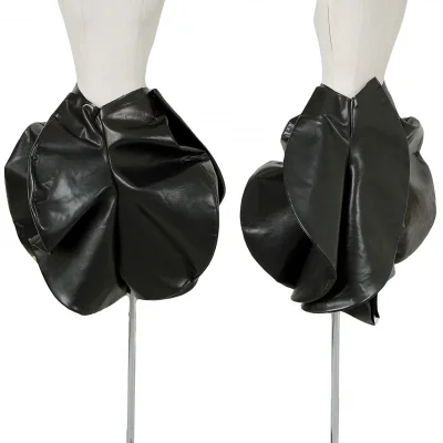 【SALE】ジュンヤワタナベ コムデギャルソンJUNYA WATANABE COMME des GARCONS フェイクレザーサークルジップスカート 黒