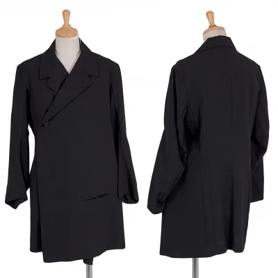 ヨウジヤマモト ファムYohji Yamamoto FEMME  ウールギャバ1Bテーラーカラージャケット 黒