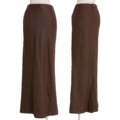 【SALE】ヨウジヤマモト ファムYohji Yamamoto FEMME リネンバッグジップロングスカート 茶