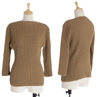 ヨウジヤマモト ファムYohji Yamamoto FEMME ボートネック五分袖ニットトップス