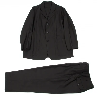 ワイズフォーメンY's for men リネンポリ３Bセットアップスーツ 黒