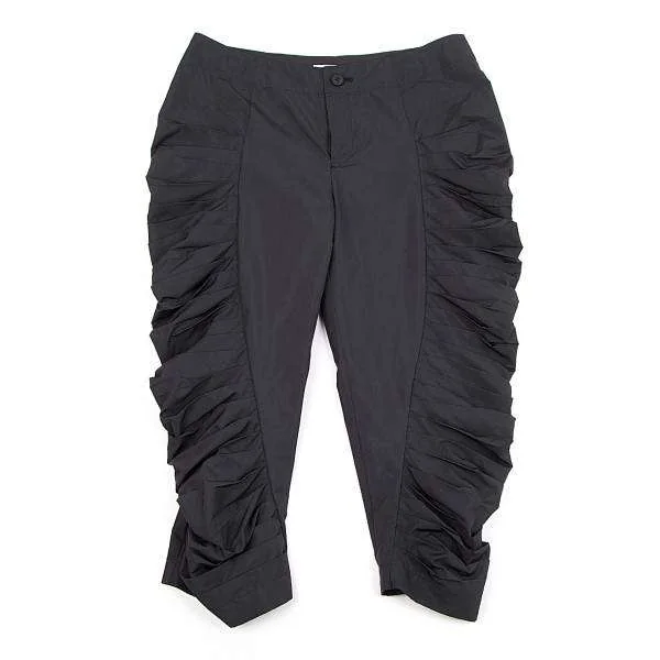 【SALE】イッセイミヤケISSEY MIYAKE サイドプリーツ切替ポリエステルクロップドパンツ