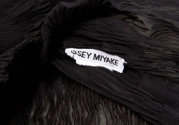 イッセイミヤケISSEY MIYAKEハイネック長袖プリーツカットソー 黒M (K