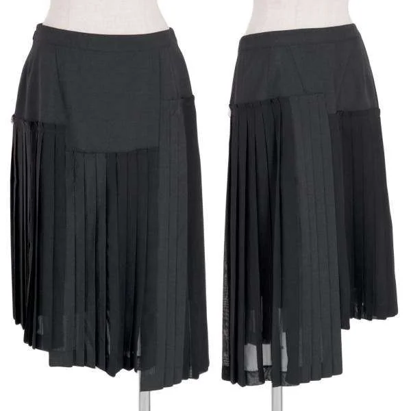 (SALE) A/T Sheer Fabric switching skirt Black 8 K-30797_001