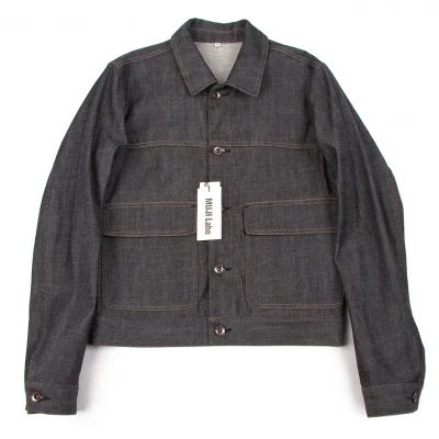 新品!無印良品UJI Labo オーガニックコットンセルビッチデニムジャケット 青