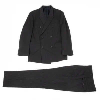 ワイズフォーメンY's for men ナイロンウールストライプセットアップスーツ 濃紺グレー