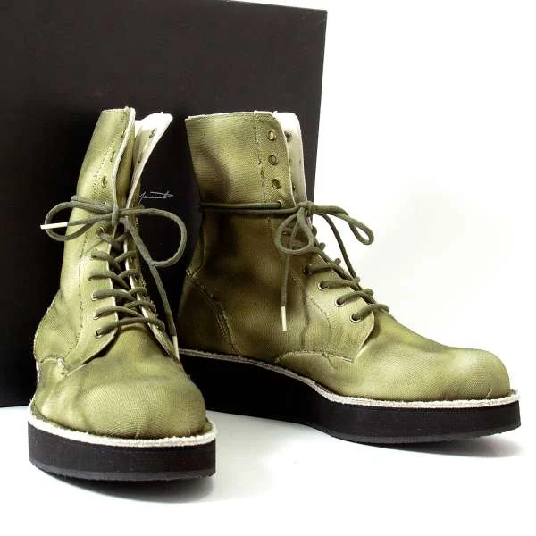 【SALE】新品！ヨウジヤマモト プールオムYohji Yamamoto POUR HOMME 顔料スプレーハイカットラバーソールシューズ