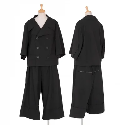 リミフゥLIMI feu ワイドスリーブデザインショートトレンチセットアップ 黒