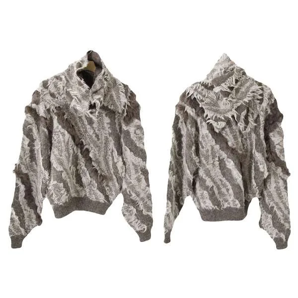 イッセイミヤケISSEY MIYAKE ストール付きファーデザインニット