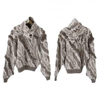 イッセイミヤケISSEY MIYAKE ストール付きファーデザインニット