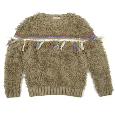 イッセイミヤケISSEY MIYAKE 総フリンジライン切替ニット