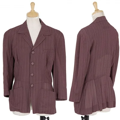 【SALE】ジャンポールゴルチエ ファムJean Paul GAULTIER FEMME ストライプ織7分袖ジャケット エンジ
