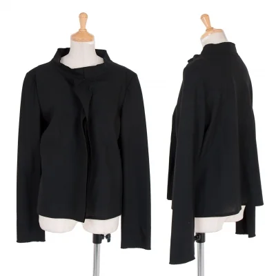 【SALE】ヨウジヤマモト ノアールYohji Yamamoto NOIR 裁ち切りデザインスタンドカラースナップボタンジャケット 黒