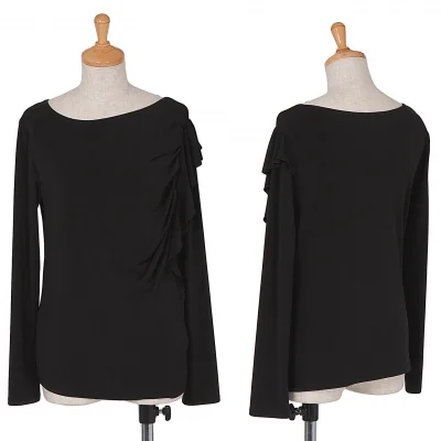 【SALE】レキップ ヨシエイナバL'EQUIPE yoshie inaba サイドフリルデザインストレッチカットソー 黒