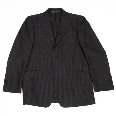 【SALE】ジャンポールゴルチエ オムオブジェJean Paul GAULTIER HOMME objet ポリウールストライプジャケット チャコール