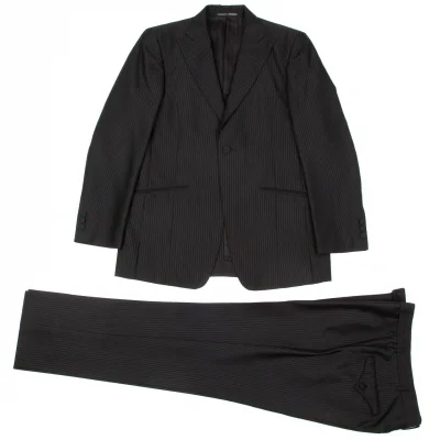 【SALE】ジャンポールゴルチエ オムオブジェJean Paul GAULTIER HOMME objet ポリウールストライプセットアップスーツ チャコール