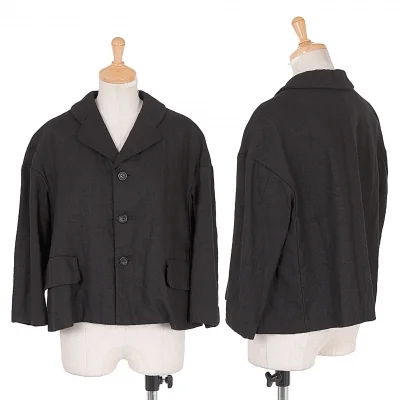 新品!【SALE】新品！コムコム コムデギャルソンCOMME des GARCONS 製品洗いリネンショートジャケット 黒