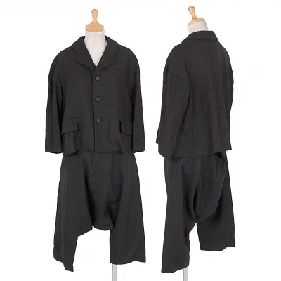 コムコム コムデギャルソンCOMME des GARCONS 製品洗いリネンセットアップスーツ 黒