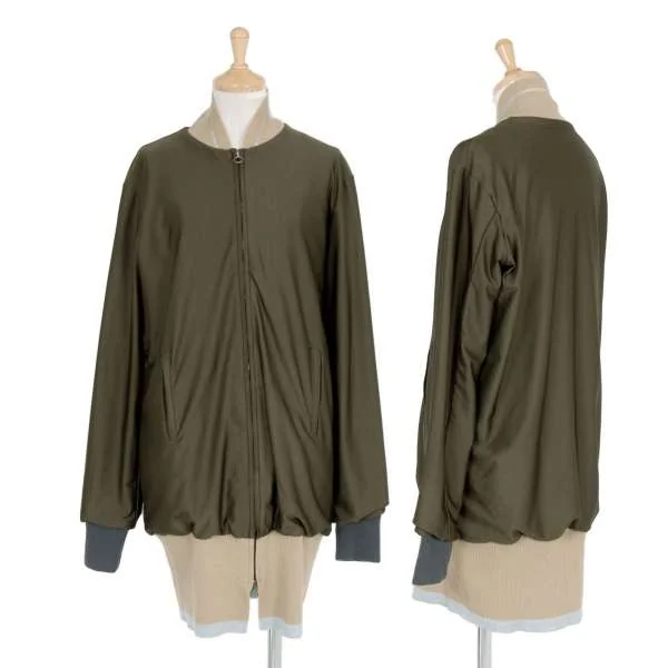 ヨウジヤマモト ファムYohji Yamamoto FEMME リブニット切り替えジャージージップブルゾン